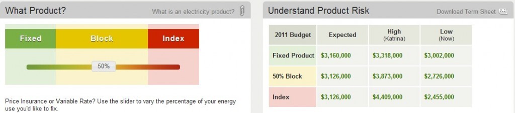Electricity Products and Risk Ranges